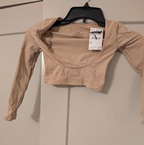 SKIMS Tan Long Sleeve Shapewear Top